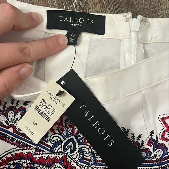 NWT Talbots Petite Paisley Pleated A-Line Cotton Blend Skirt Size 8P - Picture 5 of 8
